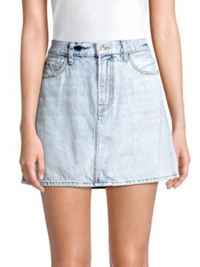 7 For All Mankind Acid Wash Denim Mini Skirt In Cloud