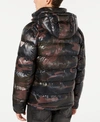 Guess Men's Quilted Zip Up Puffer Jacket In Camo Olive
