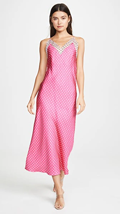 Walk Of Shame Polka Dot Slip Dress In Pink