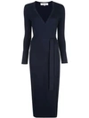 Diane Von Furstenberg Fine Knit Wrap Dress In Blue