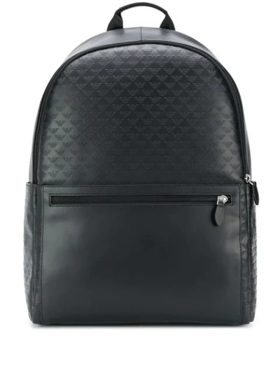 Emporio Armani Embossed Eagle Logo Backpack In Black