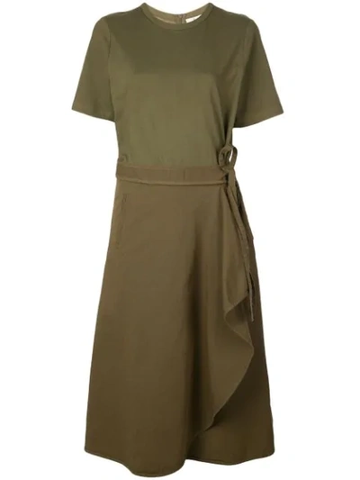 Sea Wrap-around Midi Dress In Green