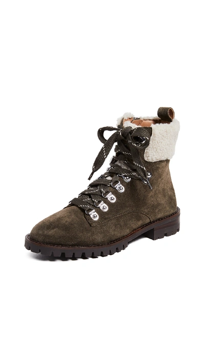 Rebecca Minkoff Jaylin Faux Shearling Cuff Hiking Boot In Olive