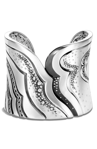 John Hardy Lahar Extra Large Cuff Bracelet With Diamonds In Silver/ Diamond