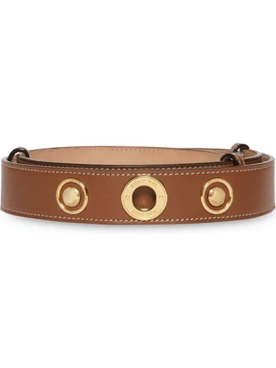 Burberry Leather Triple Stud Belt In Brown