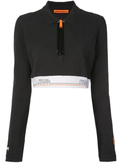 Heron Preston Tape Cropped Polo Shirt In Black