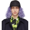 Prada Black & Purple Fur Flap Iris Cap