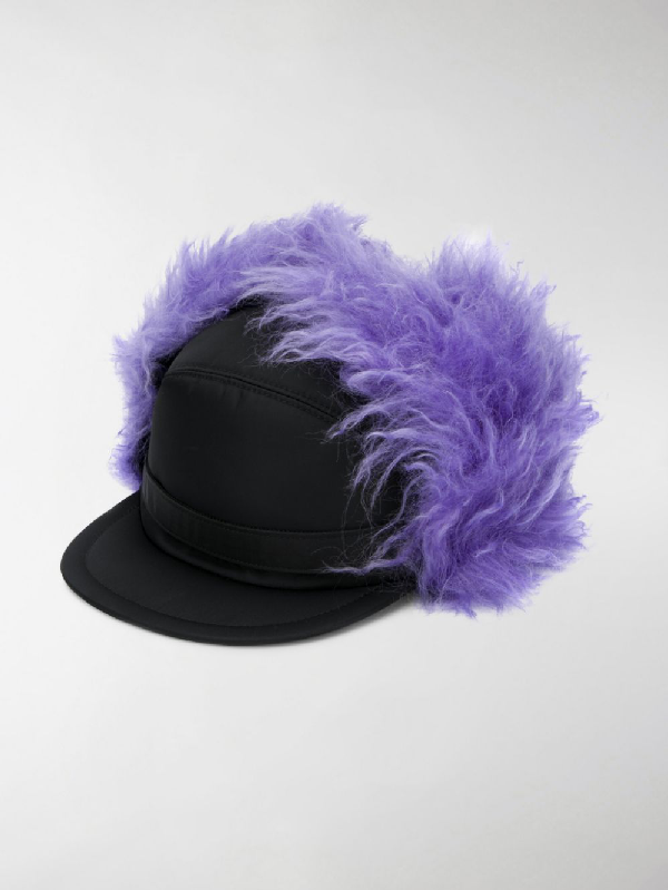 purple fur hat