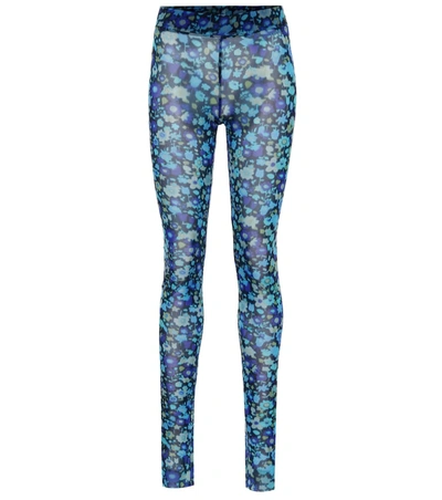 Ganni Floral Mesh Tights In Blue