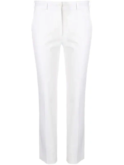 Etro Cropped Cotton-blend Slim-leg Trousers In White