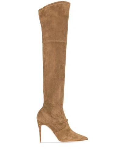 Jennifer Chamandi Alessandro 105 Suede Over-the-knee Boots In Brown