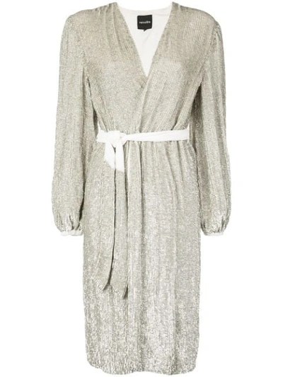 Retroféte Wickelkleid Mit Pailletten In Champagne