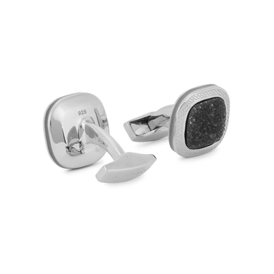Tateossian Silver-tone Drusy Stone Cufflinks In Black And Silver