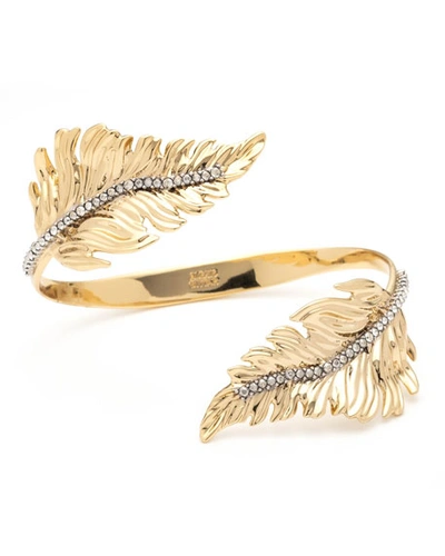 Alexis Bittar Modern Georgian Double Feather Bypass Cuff Bracelet In Gold