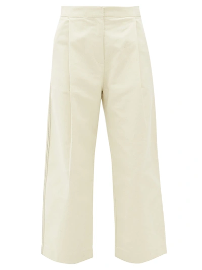 Sara Lanzi Pleated Cotton-twill Wide-leg Trousers In Neutrals