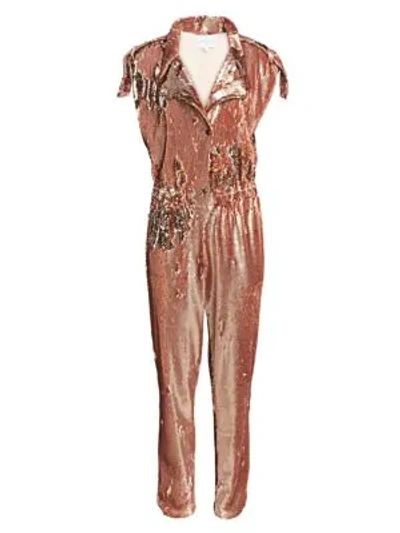 Carolina Ritzler Paola Sequin Embellished Jumpsuit In Pink Sequin