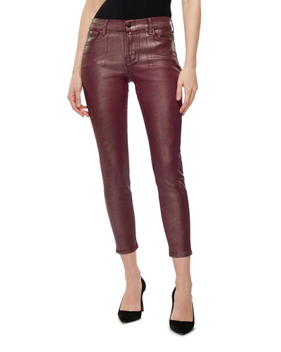 J Brand Mid-rise Coated Jeans In Bittersweet Shimmer