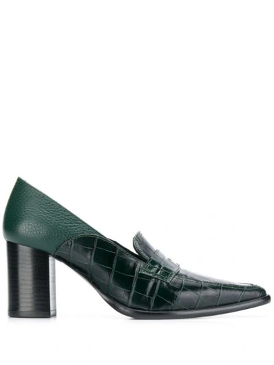 Loewe Crocodile-effect Leather Pumps In Green