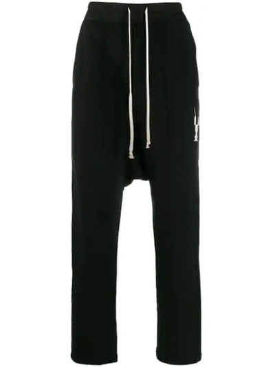 Rick Owens Drkshdw Drawstring Cotton Track Pants In 0921 Black Natural