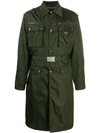 Prada Single-breasted Patch-pocket Nylon Trench Coat In Green