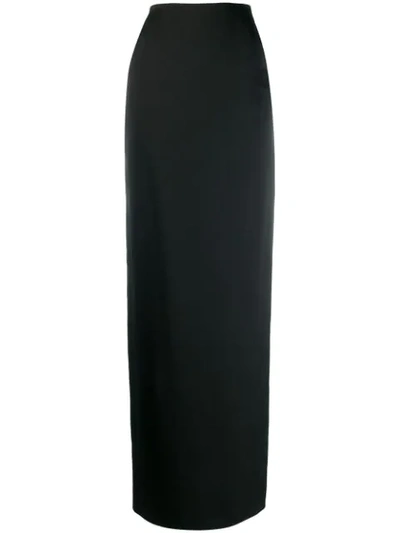 Saint Laurent Long Fitted Straight Skirt In Black