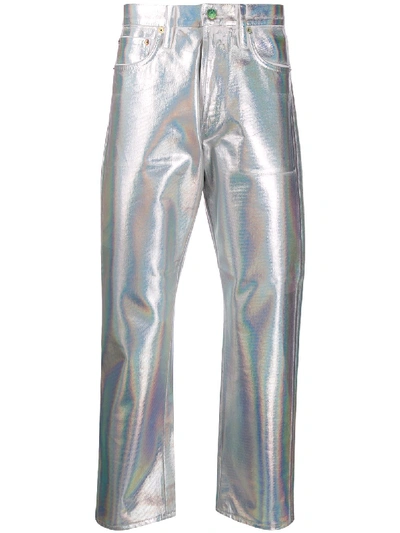 Acne Studios 1996 Holographic Foil Classic Fit Jeans In Silver