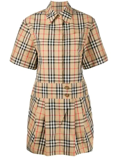 Burberry Vintage-check Cotton-poplin Shirt Dress In Beige