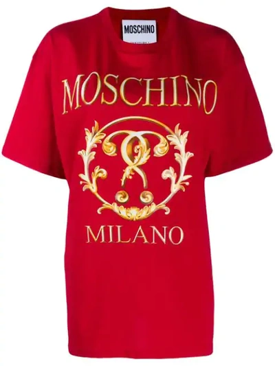 Moschino Milano Logo T In Red