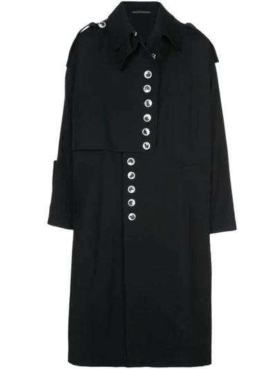 Yohji Yamamoto Button Up Raincoat In Black