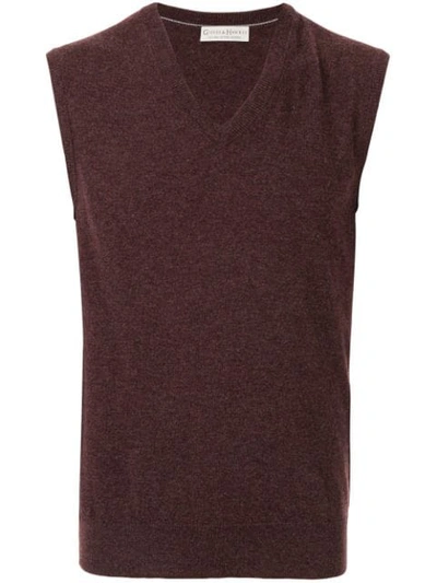 Gieves & Hawkes Sleeveless Fitted Jumper In Red