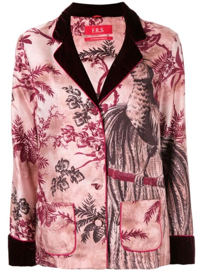 F.r.s For Restless Sleepers Velvet-trimmed Printed Silk-twill Shirt In 496 Pard Rosa