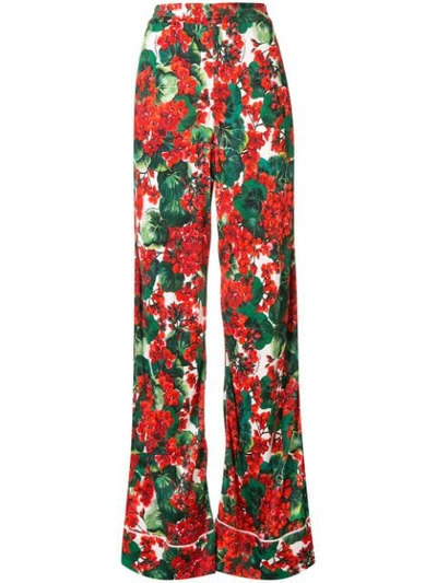 Dolce & Gabbana Portofino Print Flared Trousers In Green
