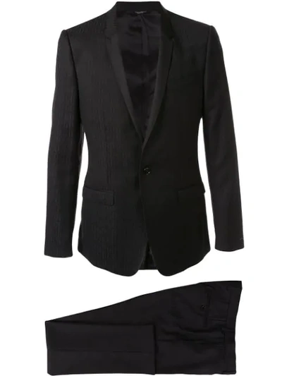 Dolce & Gabbana Jacquard Logo Dinner Suit In Black