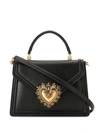 Dolce & Gabbana Medium Devotion Bag In Polished Calfskin In Black