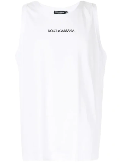 Dolce & Gabbana Logo Print Tank Top In White