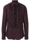 Dolce & Gabbana Ruffled Trim Shirt In Purple