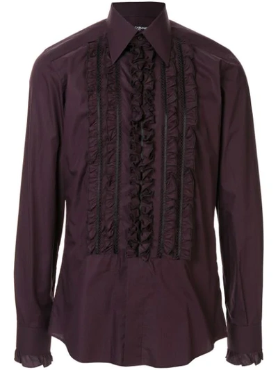 Dolce & Gabbana Ruffled Trim Shirt In Purple