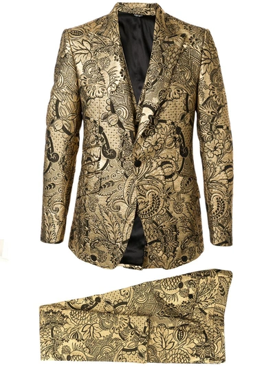 Dolce & Gabbana Floral Brocade Two-piece Suit In Gold