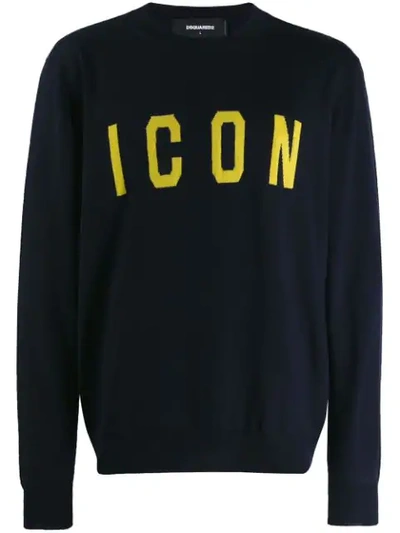 Dsquared2 Intarsia Knit Jumper In Blue