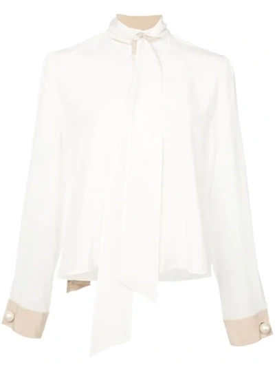 Alexis Neck-tie Silk Blouse In White