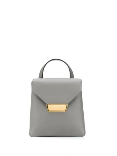 Prada Logo Plaque Mini Backpack In Grey