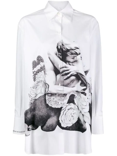 Valentino Rose Kiss Print Shirt In White