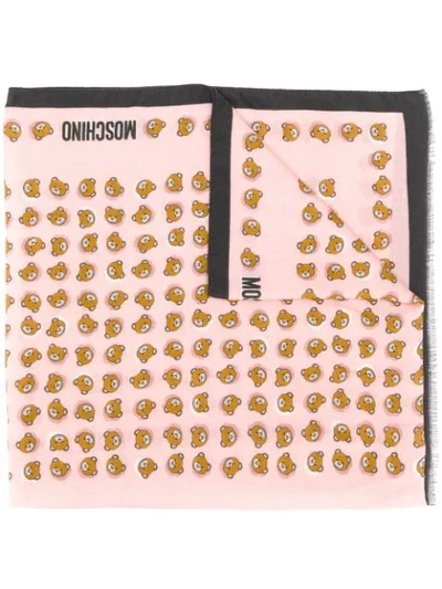 Moschino Teddy Print Scarf In Pink