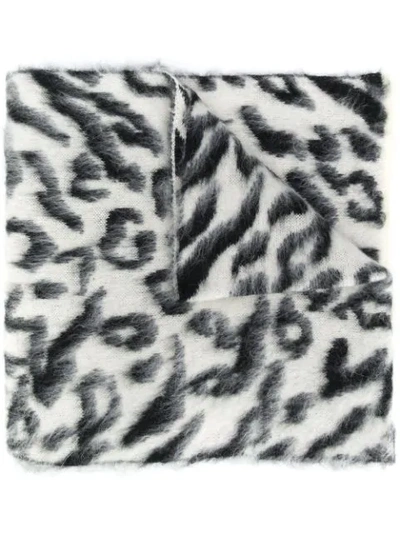 Moschino Leopard Intarsia Scarf In White