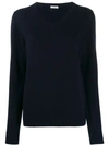 The Row Ribbed V-neck Jumper In Blue