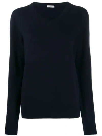 The Row Ribbed V-neck Jumper In Blue
