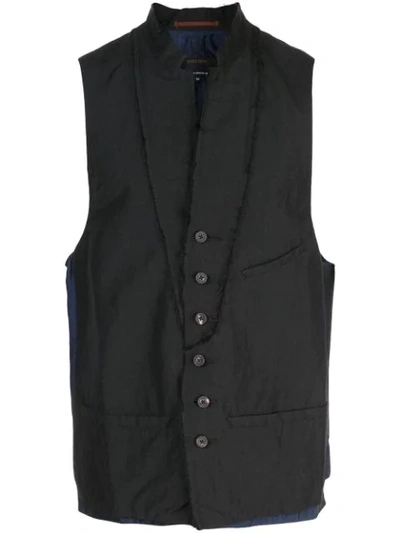 Ziggy Chen Band Collar Waistcoat In Black