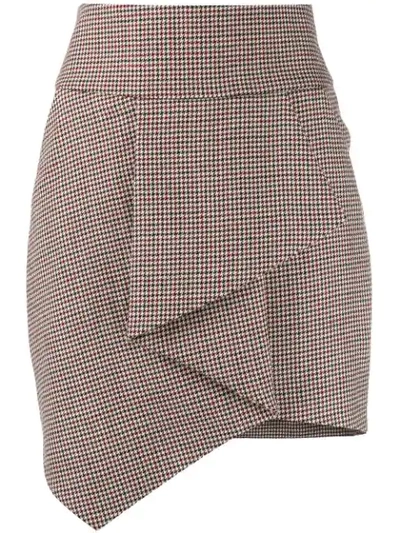 Alexandre Vauthier Check Pattern Draped Skirt In Neutrals