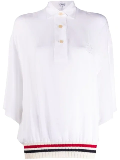 Loewe Ribbed Trim Polo Shirt In White