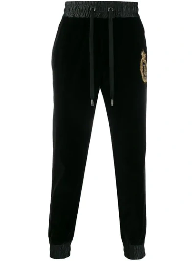 Dolce & Gabbana Embroidered Logo Emblem Track Trousers In Black